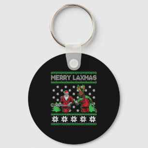Llavero Feliz Laxmas divertido jugador de lacrosse Navidad