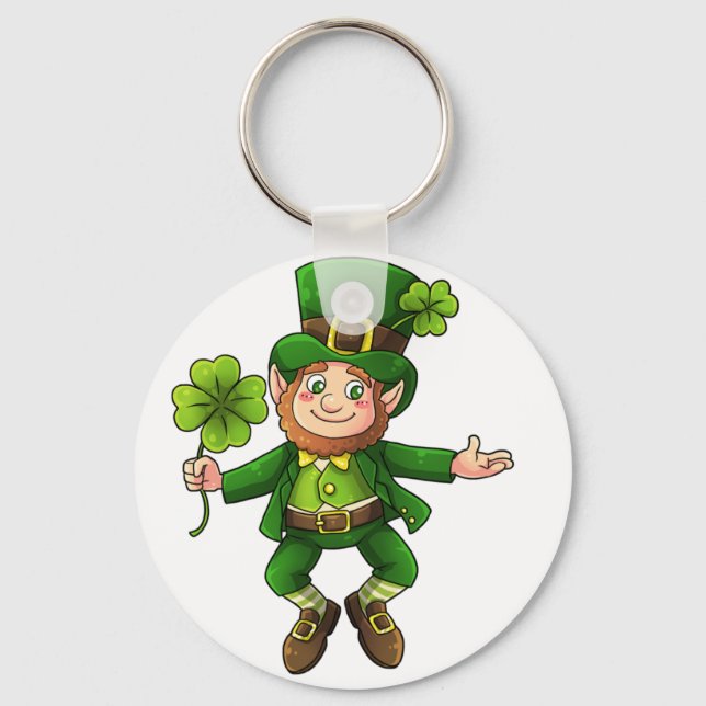 Llavero Feliz Leprechaun y Shamrock (Anverso)