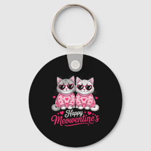 Llavero Feliz Meowentine Cute Pareja Romántica de Gatos Va