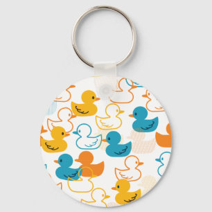 Llavero Feliz Natación de un Paddling Ducks Pattern II