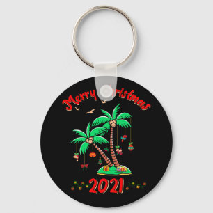 Llavero Feliz Navidad 2021 Ornamento de palmeras tropical