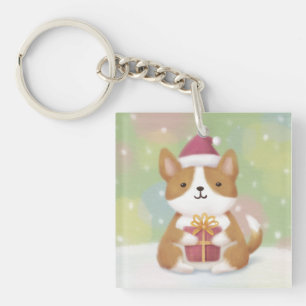 Llavero Feliz Navidad: Arte de Ilustracion Corgi