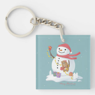 Llavero Feliz Navidad: Arte de Ilustracion en Snowman