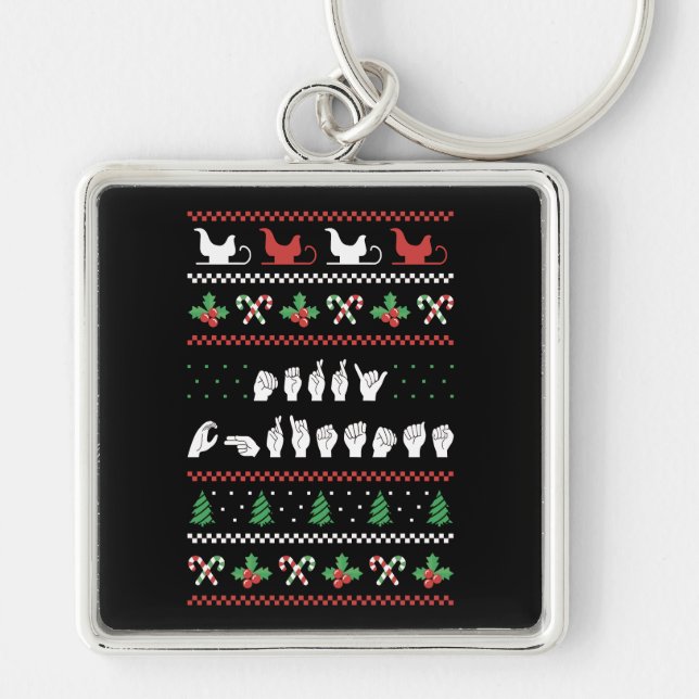 Llavero Feliz Navidad - ASL American Rótulo Language I (Frente)