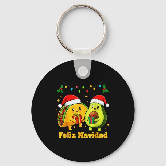 Llavero Feliz Navidad Avocado Tacos Mexican Xmas Family Ma (Anverso)