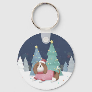 Llavero Feliz Navidad: Beagle Ilustracion Art