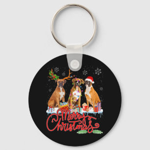 Llavero Feliz Navidad Boxer Perro Santa Luz del Reno Xma