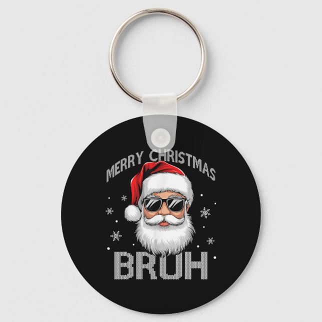 Llavero Feliz Navidad Bruh Funny Santa Claus Retro Hombres (Anverso)