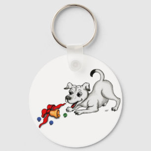 Llavero ¡Feliz Navidad! Cachorro con bell y ball