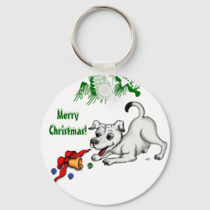 Llavero ¡Feliz Navidad! Cachorro con bell y ball