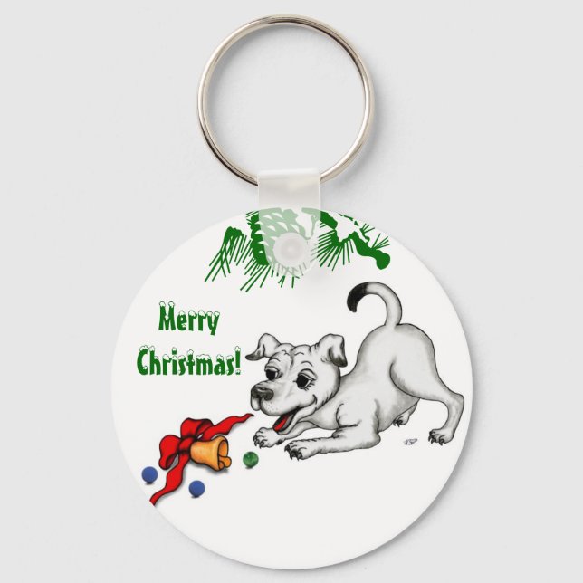 Llavero ¡Feliz Navidad! Cachorro con bell y ball (Anverso)