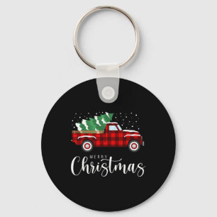 Llavero Feliz Navidad Camión Rojo Cuadros de Búfalo Navida