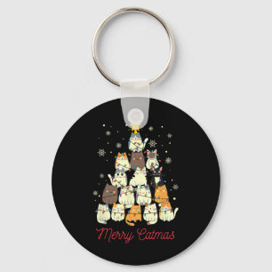 Llavero Feliz Navidad Cat Árbol de Navidad Gato Amante