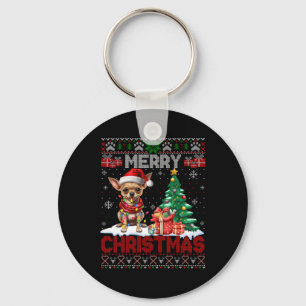 Llavero Feliz Navidad Chihuahua Perro Perro Familia Feo Xm