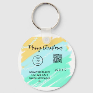Llavero Feliz Navidad código QR negocios agua verde amaril