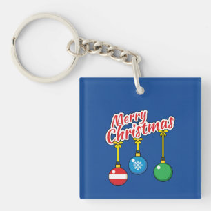Llavero Feliz Navidad con bolas colgadas
