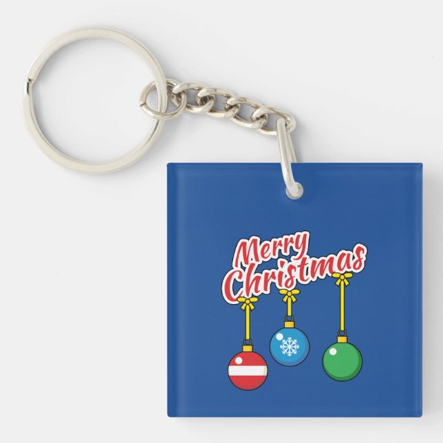 Llavero Feliz Navidad con bolas colgadas (Frente)