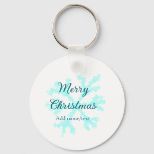 Llavero Feliz Navidad copos de nieve azul purpurina chispa