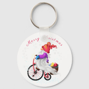 Llavero Feliz Navidad - Cúpula divertida con bicicletas y