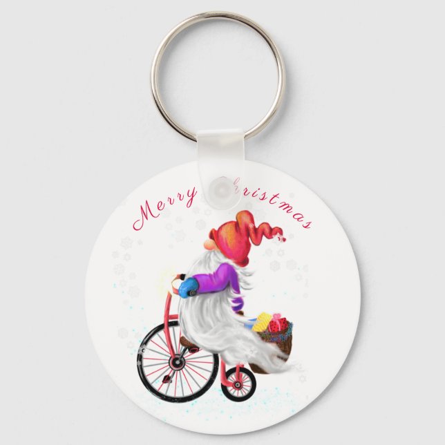 Llavero Feliz Navidad - Cúpula divertida con bicicletas y  (Anverso)