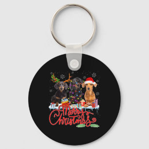 Llavero Feliz Navidad Dachshund Perros Santa Reindeer Ligh