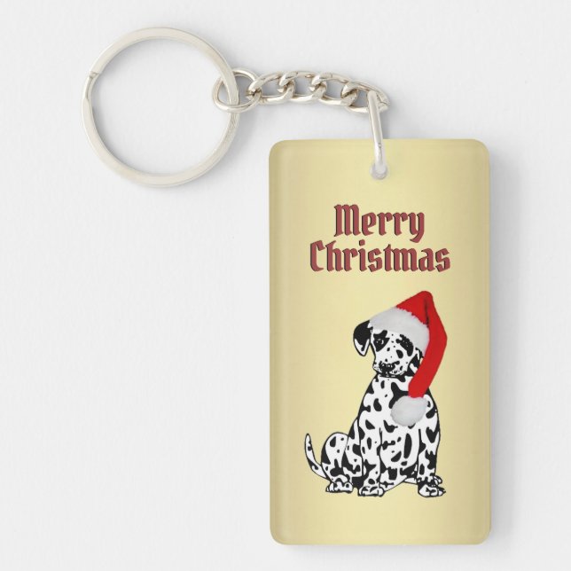 Llavero Feliz Navidad Dalmatia Dog Gold (Frente)