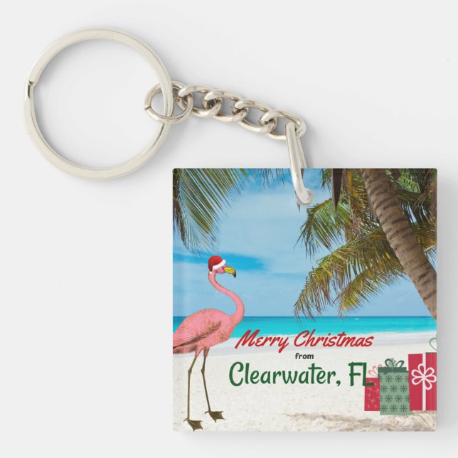 Llavero Feliz Navidad desde Clearwater, FL (Frente)