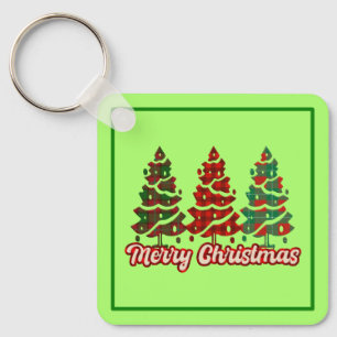Llavero Feliz Navidad Diseño de árboles de cuadros de Búfa