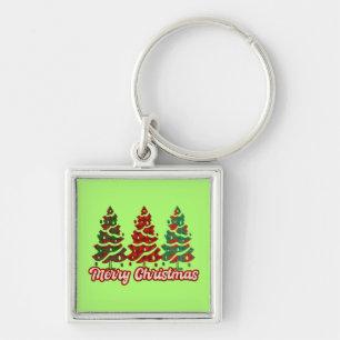 Llavero Feliz Navidad Diseño de árboles de cuadros de Búfa