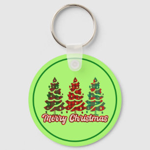 Llavero Feliz Navidad Diseño de árboles de cuadros de Búfa