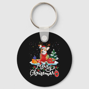 Llavero Feliz Navidad Disfraces de reno Cute Santa Corgi