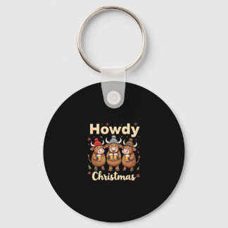 Llavero Feliz Navidad Divertida Vaca Highland Navideña Ama