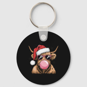 Llavero Feliz Navidad en la Highland Cow Diseño Nochebuena
