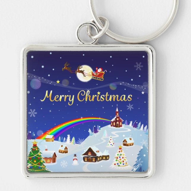 Llavero Feliz Navidad en plena luna (Frente)