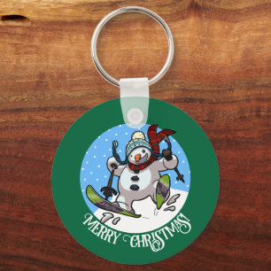 Llavero Feliz Navidad! Esquiar texto editable Snowman