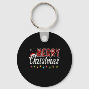 Llavero Feliz Navidad Familia Red Plaid Xmas Luces Hombres
