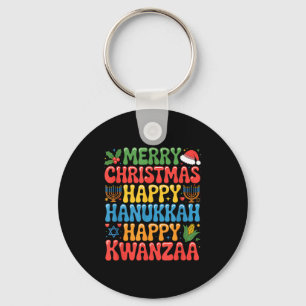Llavero Feliz Navidad Feliz Hanukkah Cotización de Kwanzaa