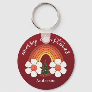 Llavero Feliz Navidad festivo Arcoiris Personalizado