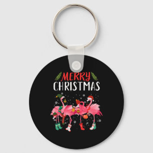 Llavero Feliz Navidad Flamingo Rosa Navidad Árboles navide