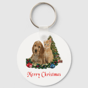 Llavero Feliz Navidad Gatito y el teclado de cachorro