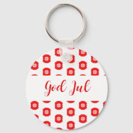 Llavero Feliz Navidad God Jul patrón escandinavo regalo