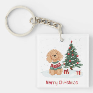 Llavero Feliz Navidad Goldendoodle Dog
