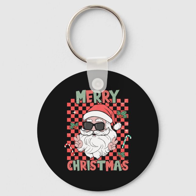 Llavero Feliz Navidad Gracioso Papá Noel Noel Pjs Hombres  (Anverso)