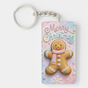 Llavero Feliz Navidad Hombre de Jengibre Pastel Copos de N