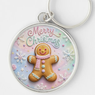 Llavero Feliz Navidad Hombre de Jengibre Pastel Copos de N