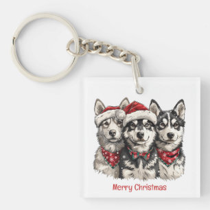 Llavero Feliz Navidad Husky Dogs