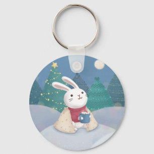 Llavero Feliz Navidad: Ilustracion conejo