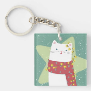 Llavero Feliz Navidad: Ilustracion de gato