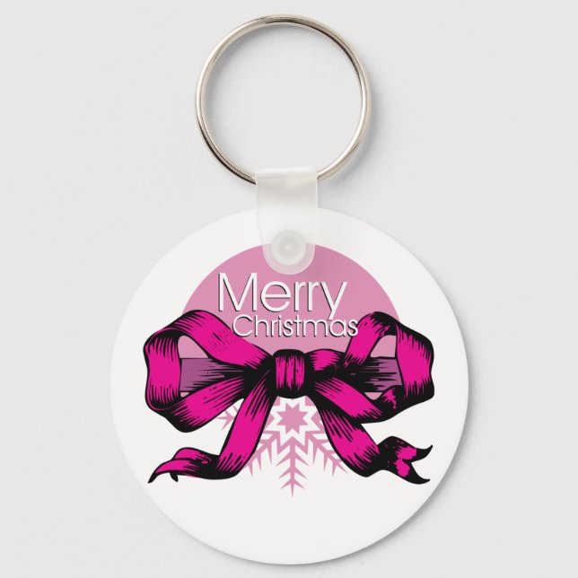 Llavero Feliz Navidad Lazo Rosa (Anverso)
