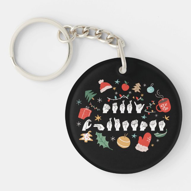 Llavero Feliz Navidad - Lenguaje de Rótulo americano ASL I (Frente)